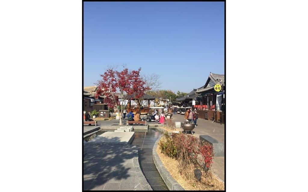 Street view of Jeonju and autumn foliage