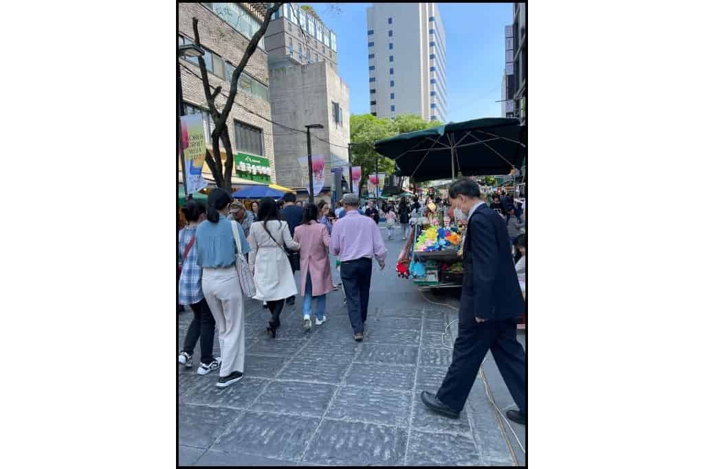 Insadong street showing people walking