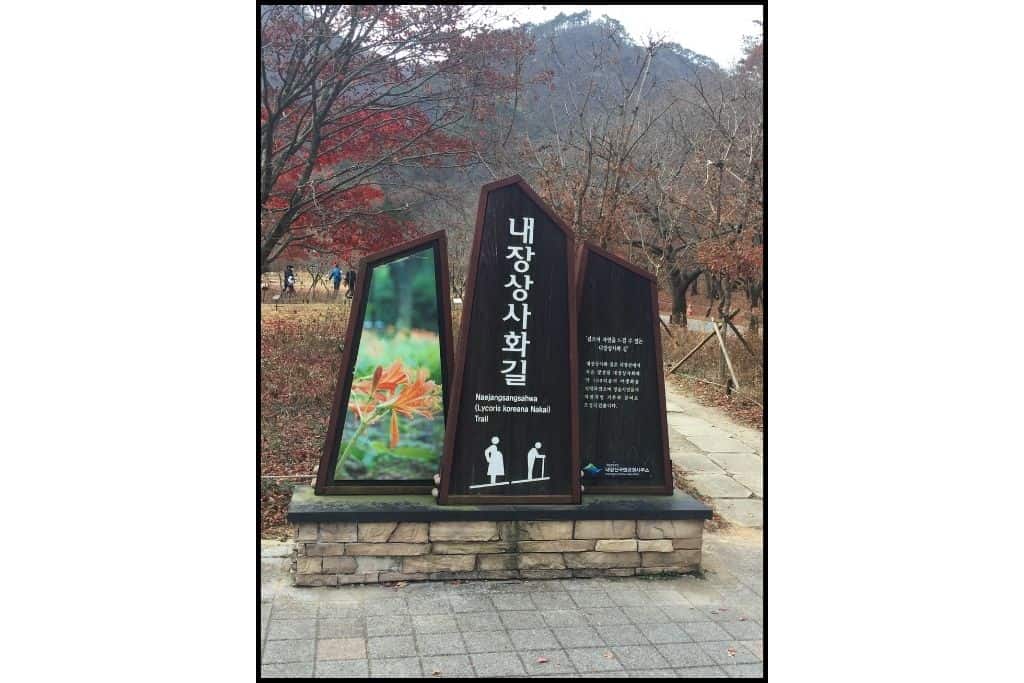 Naejangsan park sign