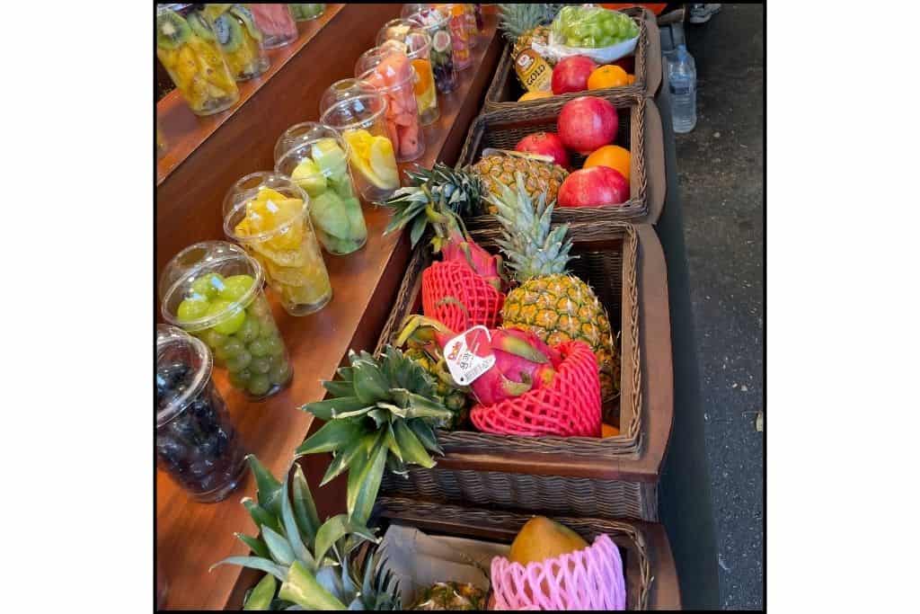 A selection of different fruit for drinks at a traditional Korean market in Seoul 