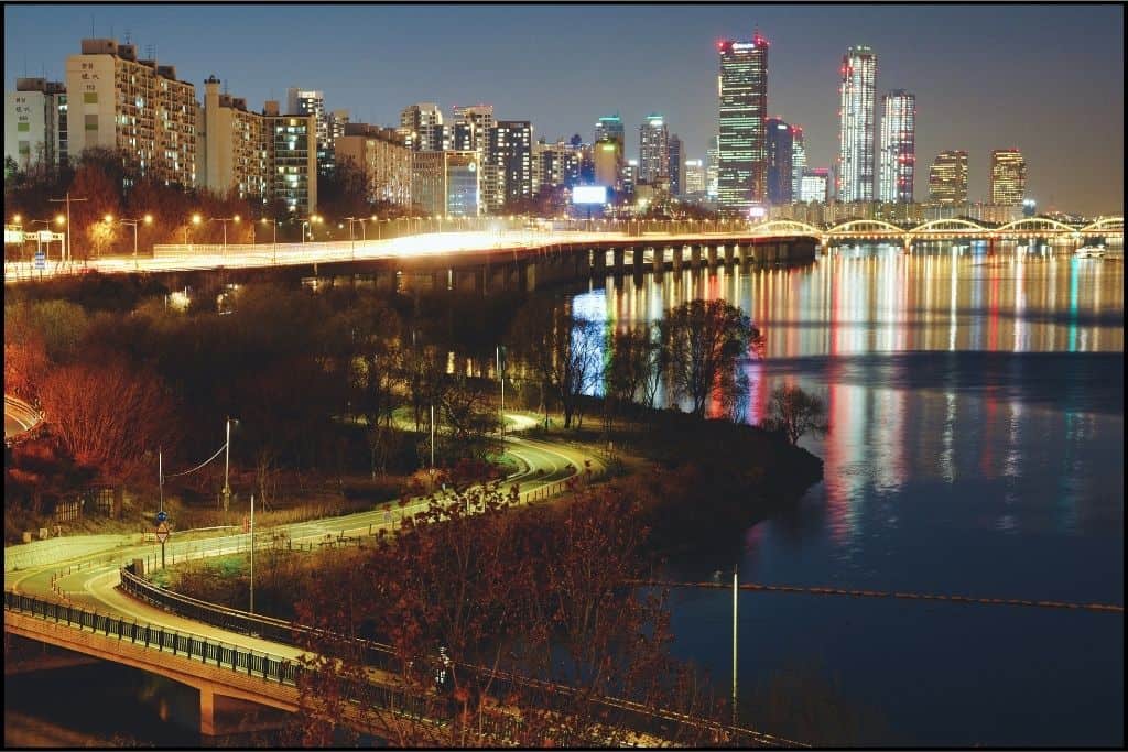 a view of the city lights and river in Seocho