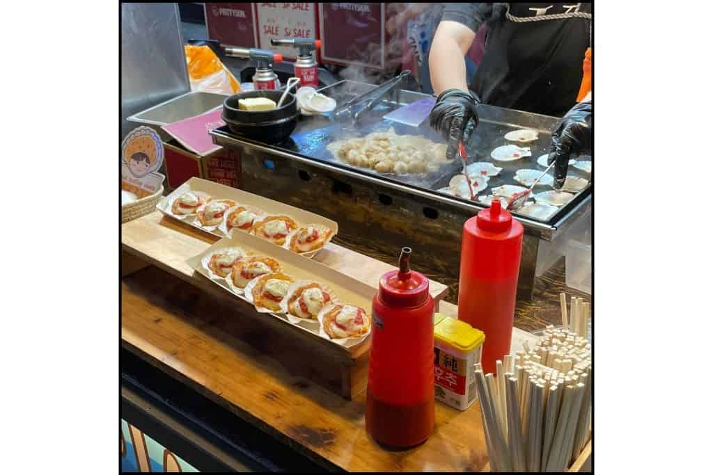 A food stall at Myeongdong Market in Seoul
