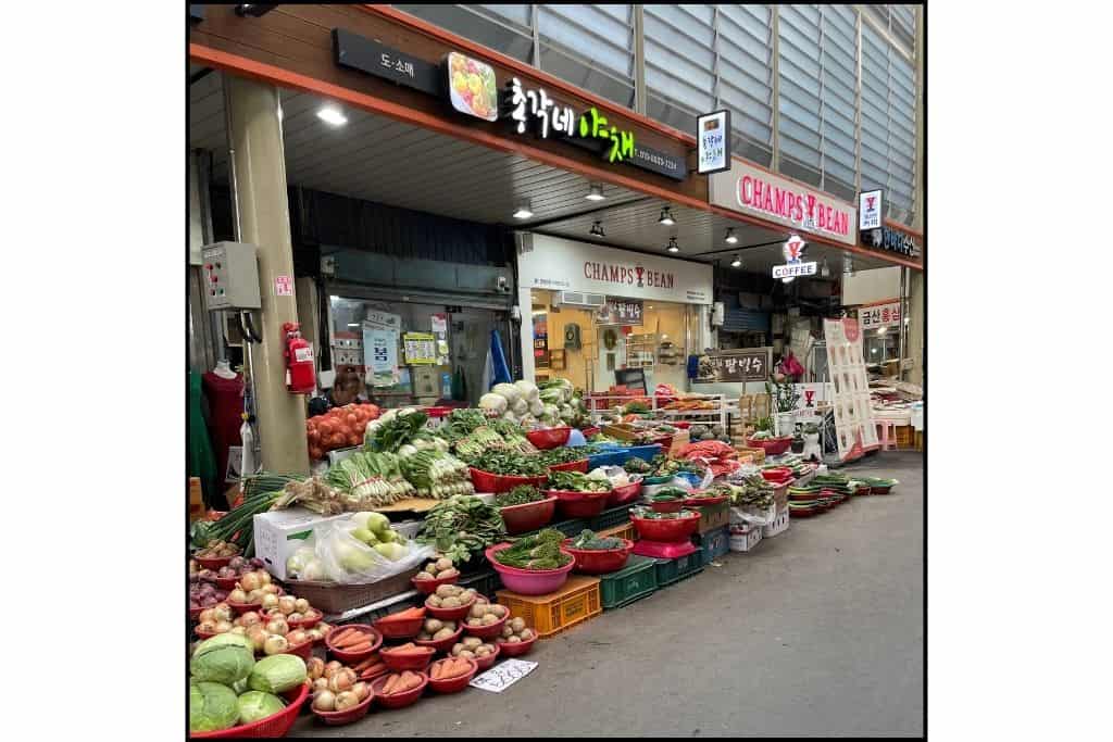 Home goods for sale at a market in Seoul
