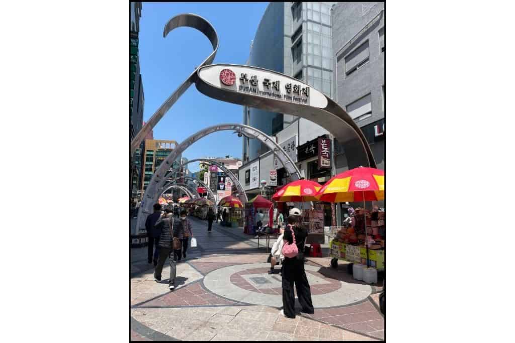 The arches to the entrance of BIFF Square in Busan, a central location to stay in Busan