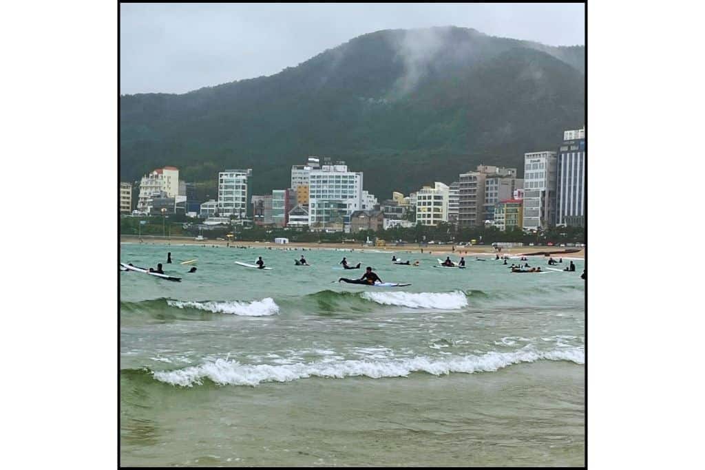 a locals beach, a great place to learn surfing in Busan, Seongjeong Beach