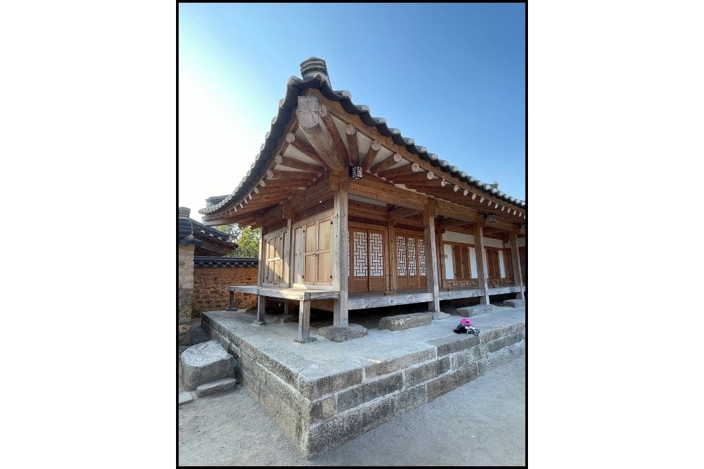 A traditional Korean hanok house at Gyeongju Gyochon Traditional Village, in Gyeongju, a charming spot for a day trip 