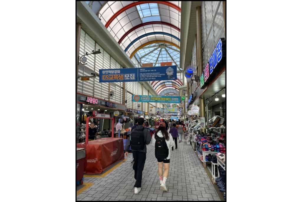 People walking around the traditional market in Jinju, a must-do activity