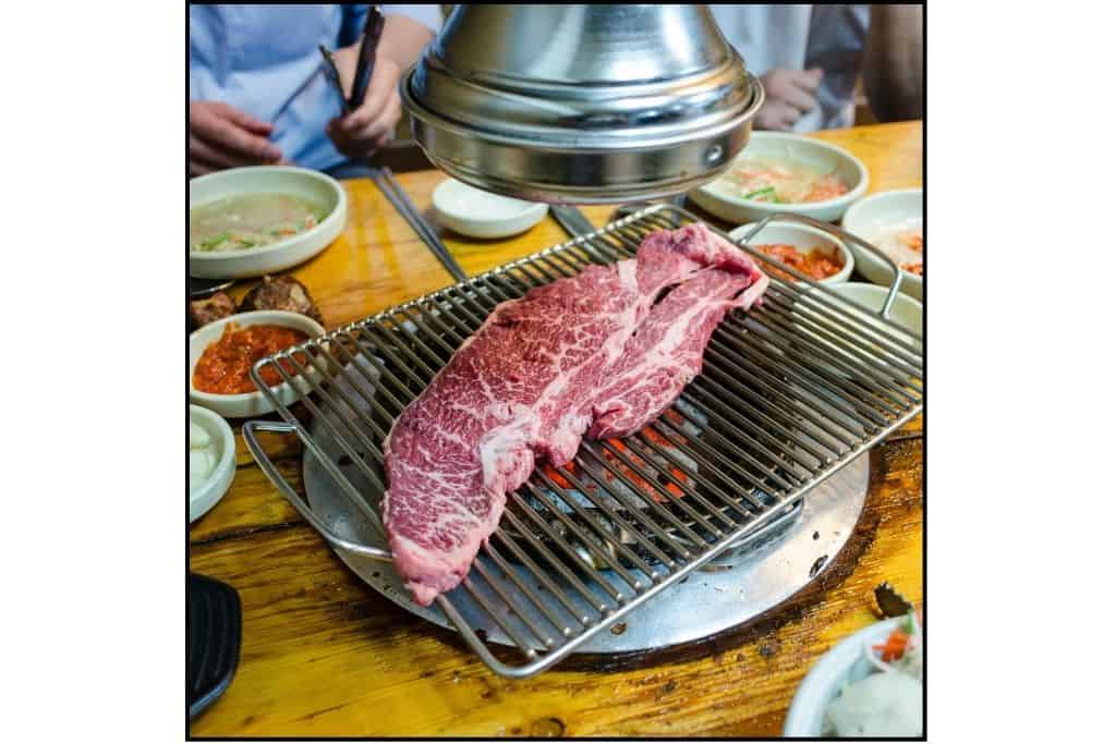 Korean BBQ meat on the grill