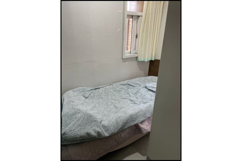 A snapshot of the tiny bed at a goshiwon in South Korea