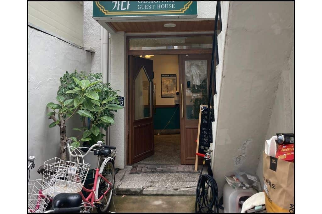 The front door of a gusthouse in South Korea
