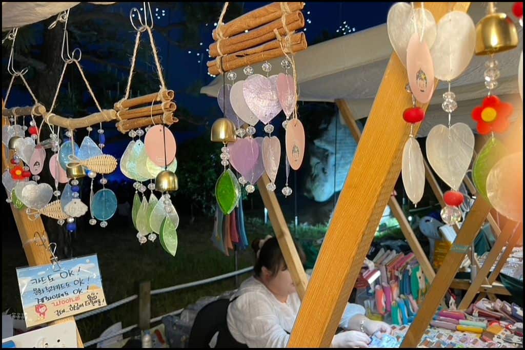 A night beach market with handmade goods at Gwangalli Beach South Korea