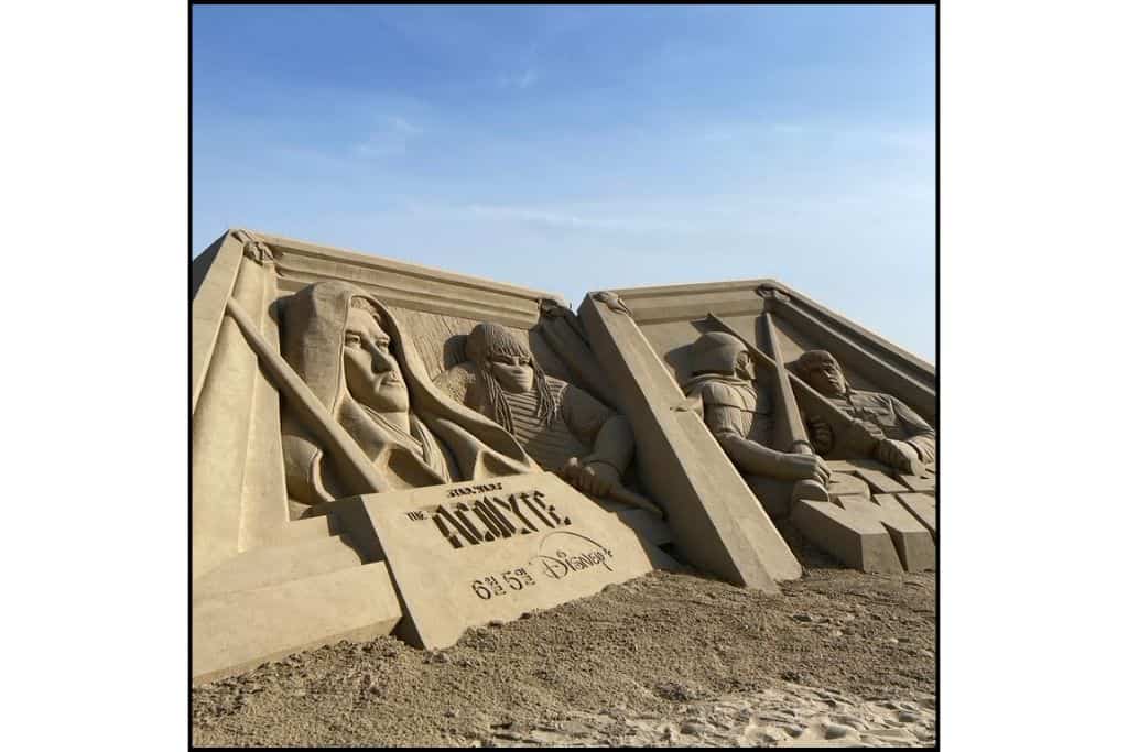 Star Wars-themed sand sculpture at Haeundae Sand Festival in Busan, South Korea.